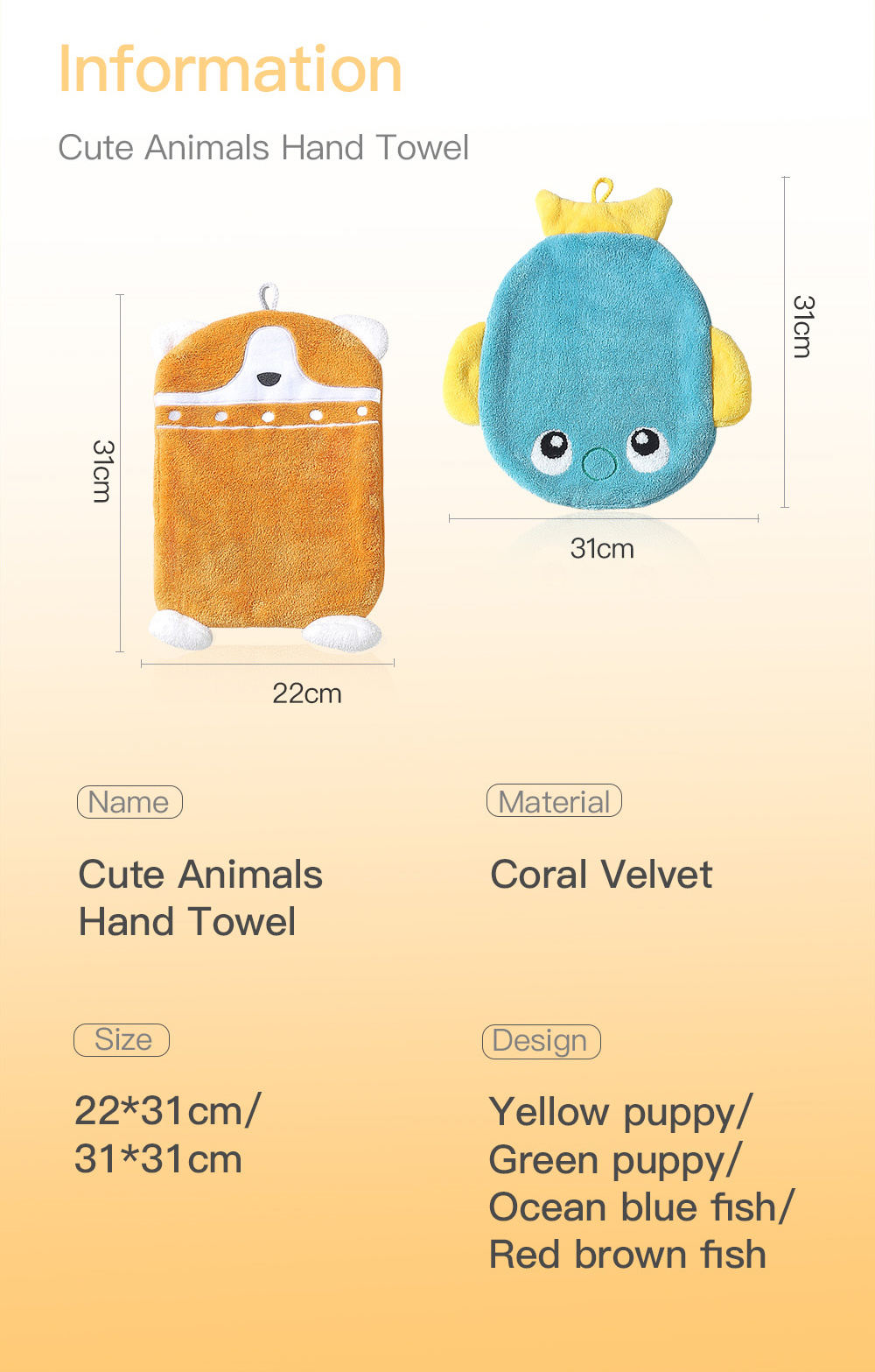 Lovely Puppy Fish Hand Towel-8